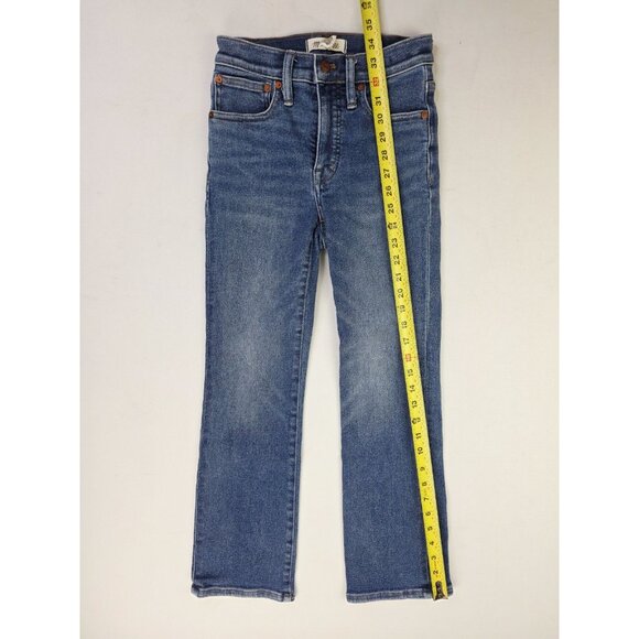 Madewell Size 24X25 Womens Cali Demi Boot Blue Denim Embroidered Logo Jeans - Picture 10 of 12